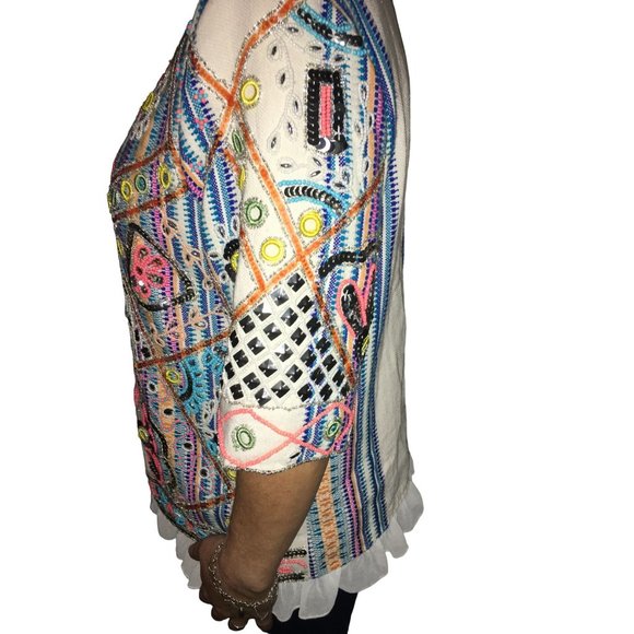 Indigo Moon Full Front Beaded Blazer size Medium New with Tags - Picture 9 of 14